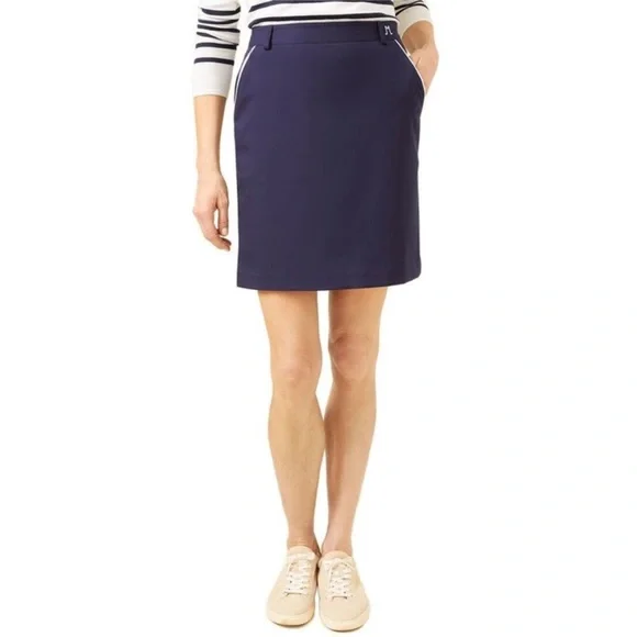 NWT J. McLaughlin Edna Navy Blue and White Skirt (12) - Picture 1 of 6